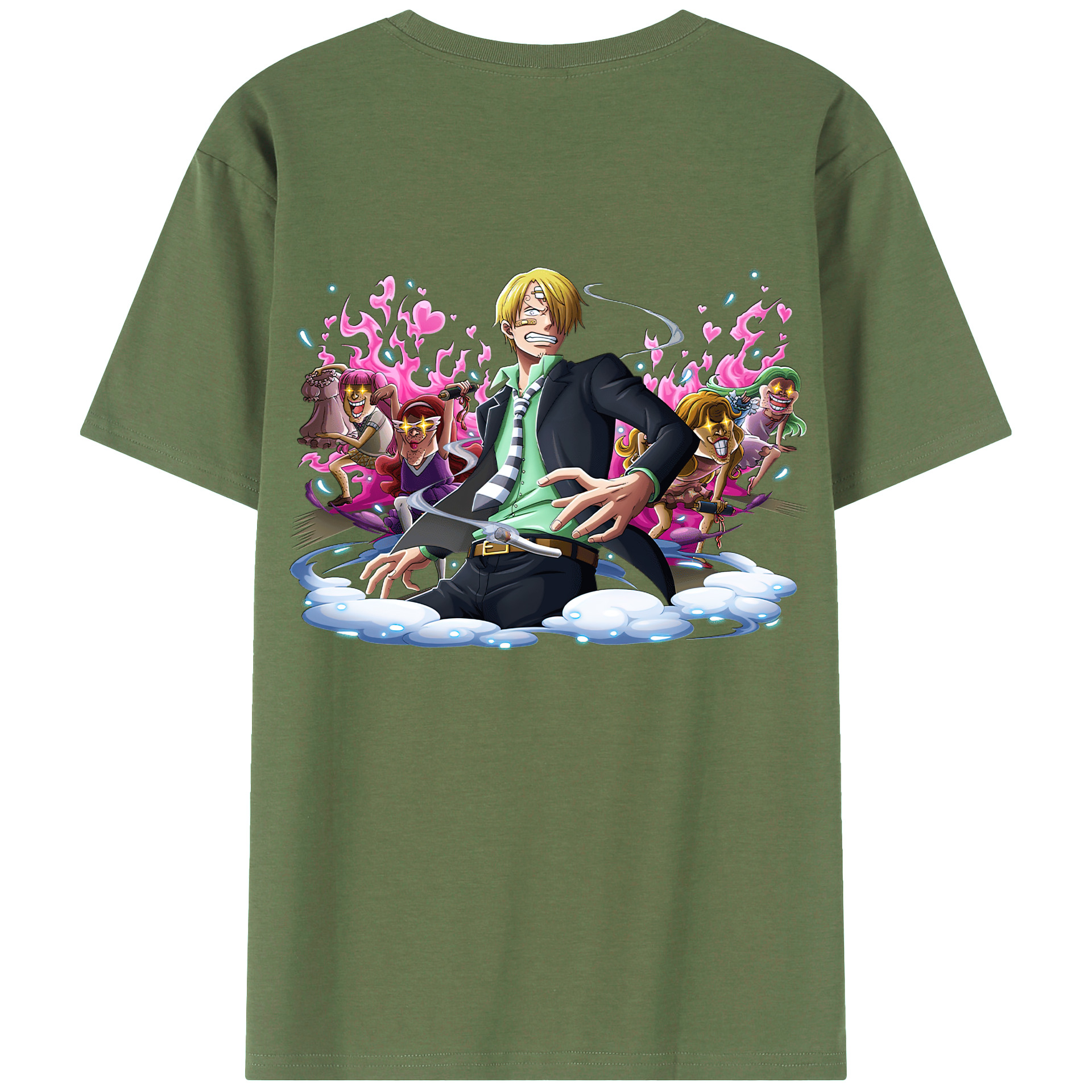 （画像用） ワンピース サンジ ONE PIECE Sanji 綿100％ メンズ半袖Tシャツ（バックプリント） 通気性